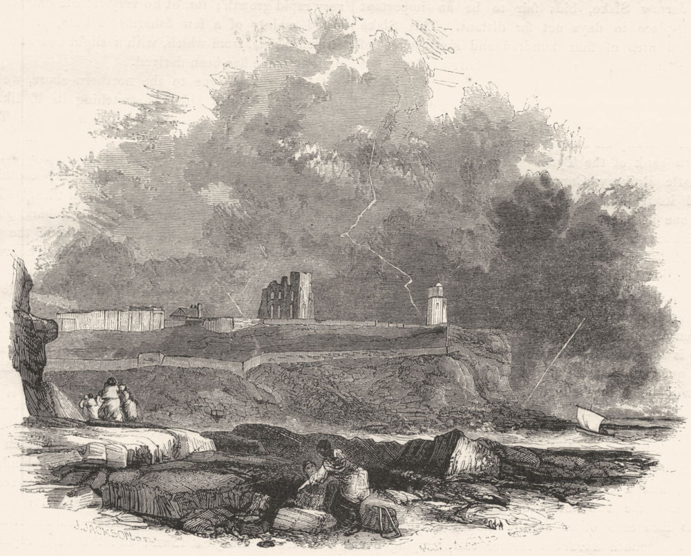 NORTHUMBERLAND. Newcastle. Tynemouth Castle 1850 old antique print picture